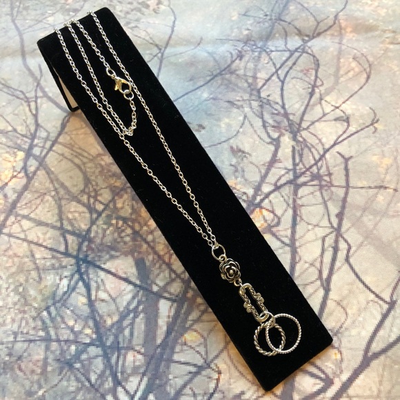 Rose & Rings Silver Tone Necklace - Picture 2 of 3